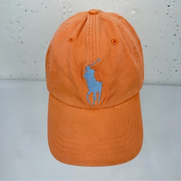POLO Ralph Lauren Orange 100% Cotton Adjustable Hat Cap - Picture 1 of 14